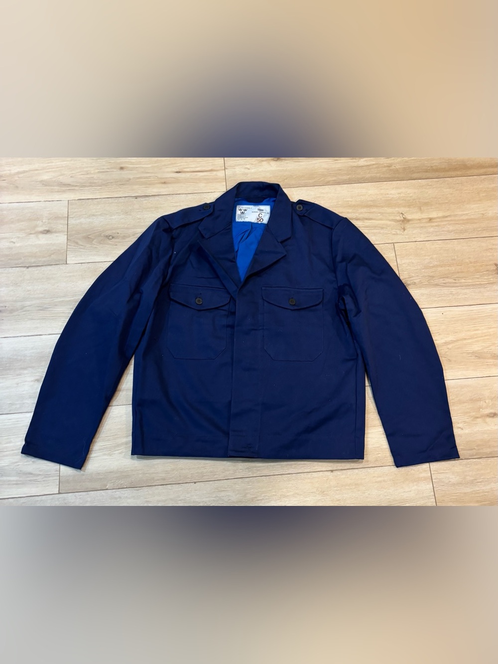 Vtg Norsel Fabriks AB Chore Jacket 50 Navy Blue Swedish Military 1986 80s Army